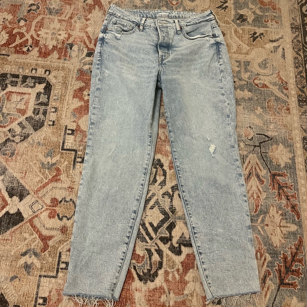 Old Navy OG Straight Raw Hem High Waist Jeans - Picture 4 of 9